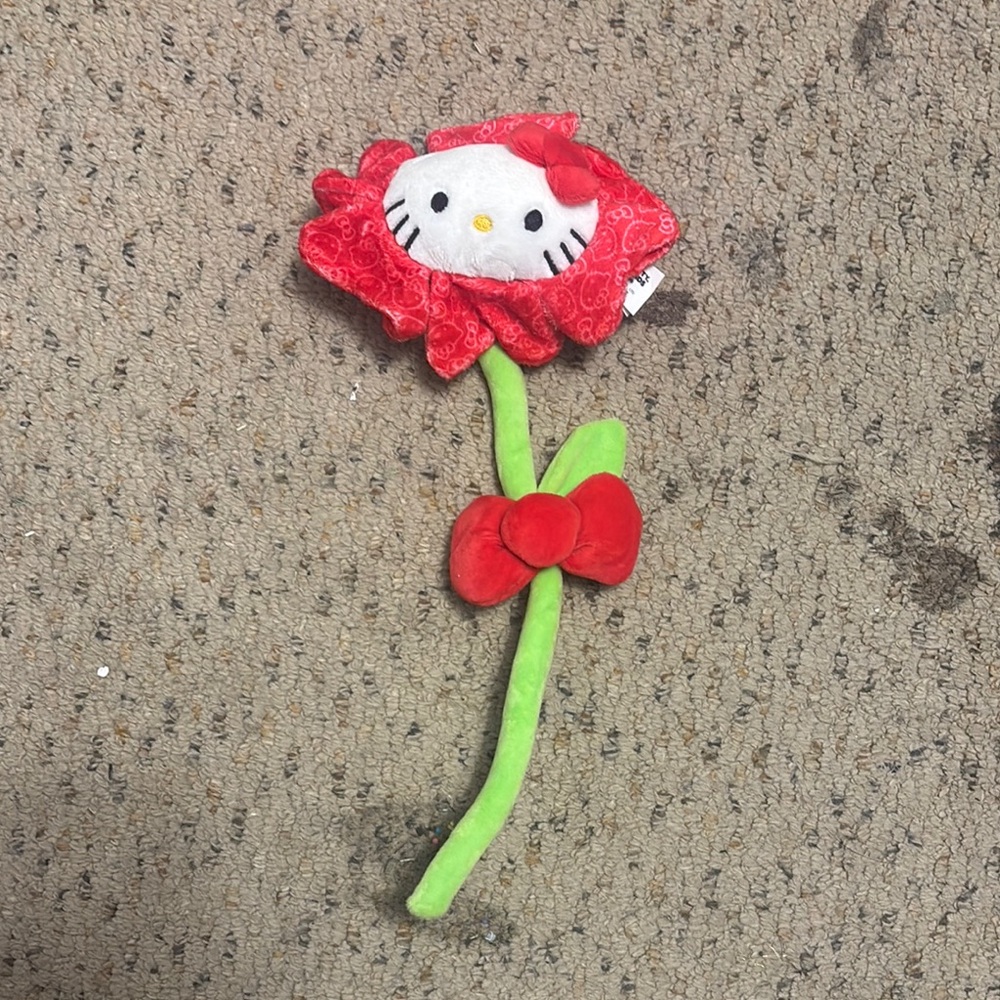 Hello Kitty Red Flower Plush with Green Stem